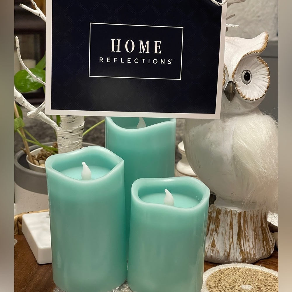 HOME REFLECTIONS Set of 3 Flameless Candles With Remote Control In Sage - Picture 6 of 12